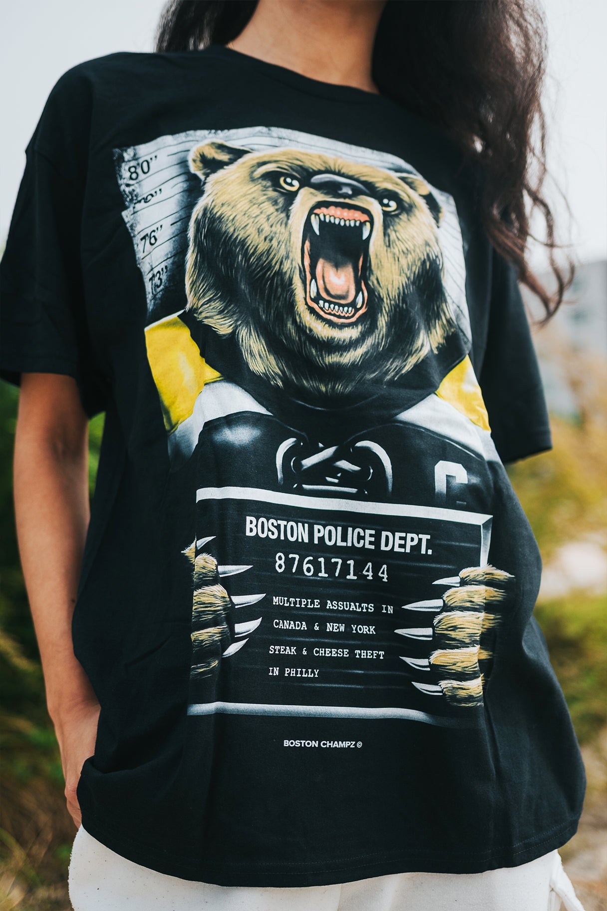 Boston Champz Bear Mug-Shot T-Shirt